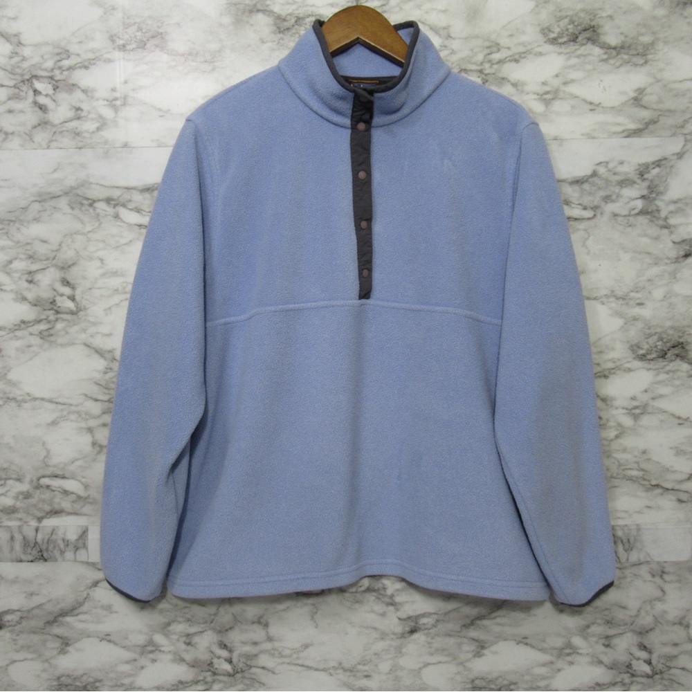 L.L. Bean Light Blue 1/4 Snap T Fleece Sweater Pullover Size Large